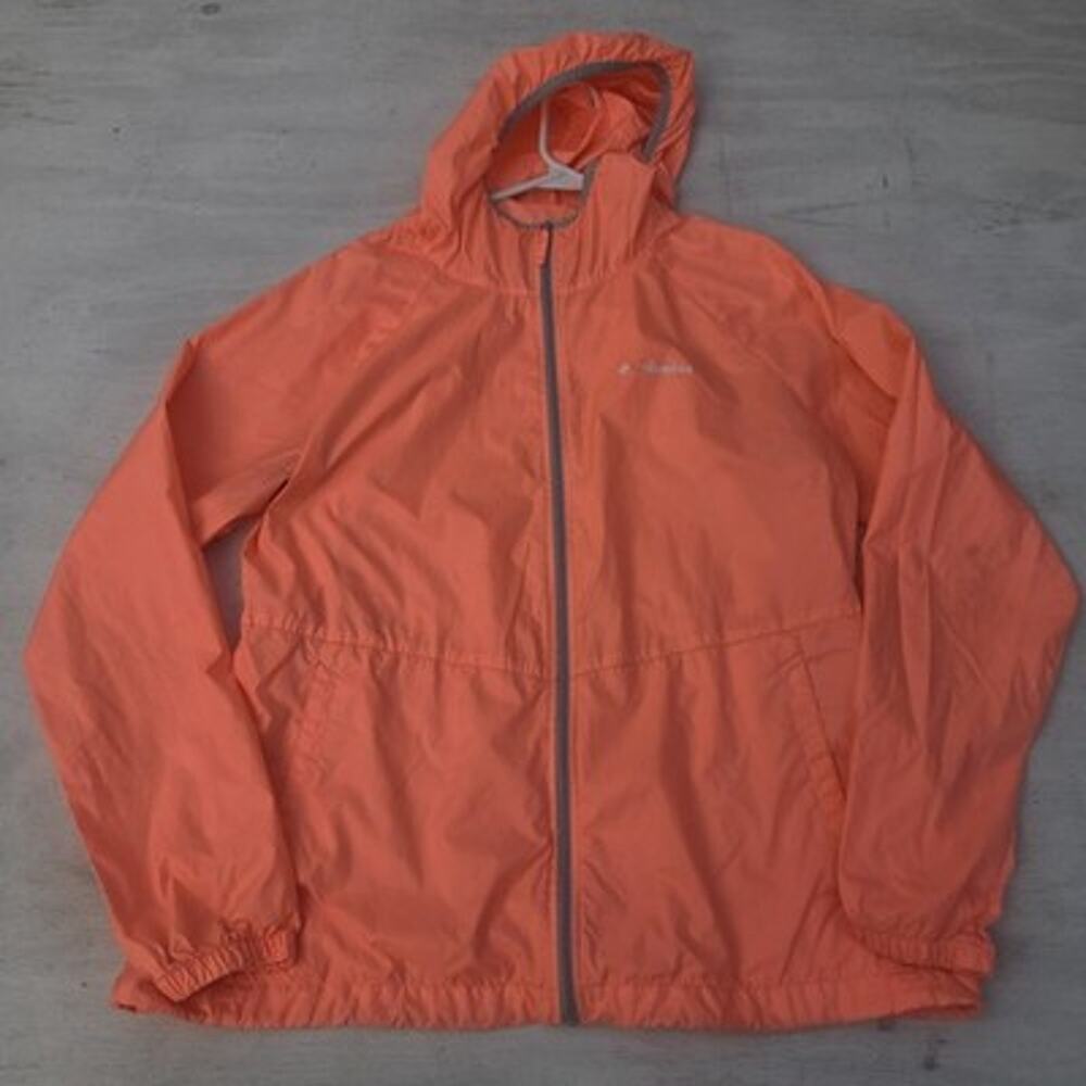 Columbia Womens Large Pink Hooded Jacket Lightweight Windbreaker Outdoor